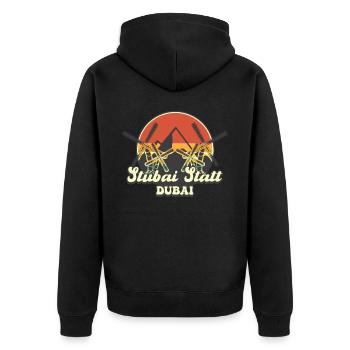 Ski Stubai Stubaital Tirol Alpen Skifahrer - Unisex Premium Bio Zip Hoodie - Schwarz - Hinten - Nico (187cm)