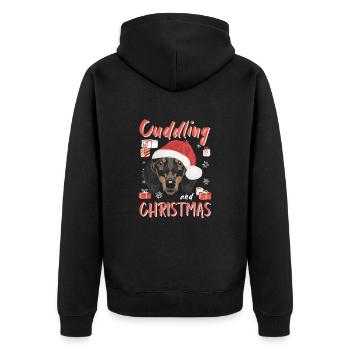 Dackel Frohe Weihnachten - Unisex Premium Bio Zip Hoodie - Schwarz - Hinten - Nico (187cm)