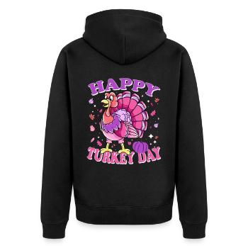 Thanksgiving Female Turkey Happy Turkey Day - Unisex Premium Bio Zip Hoodie - Schwarz - Hinten - Nico (187cm)