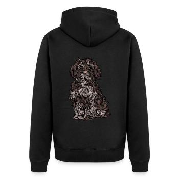 Hund - Unisex Premium Bio Zip Hoodie - Schwarz - Hinten - Nico (187cm)