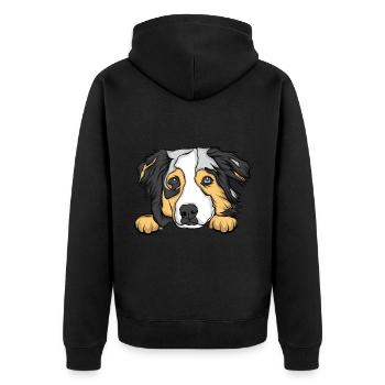 Hund - Unisex Premium Bio Zip Hoodie - Schwarz - Hinten - Nico (187cm)