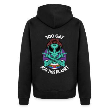 Trop gay pour cette planète - Veste à capuche bio Premium Unisexe - noir - Dos - Nico (187cm)