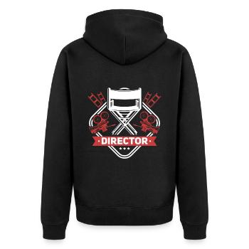 Filmmaking mode on Filmemacher Design - Unisex Premium Bio Zip Hoodie - Schwarz - Hinten - Nico (187cm)