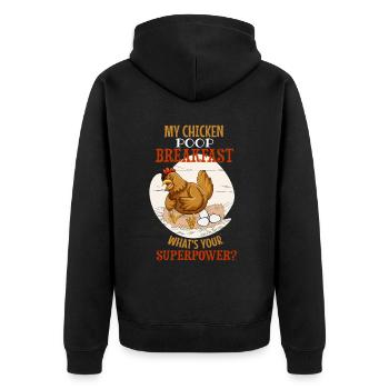 Conception amusante de l’élevage de poulets - Veste à capuche bio Premium Unisexe - noir - Dos - Nico (187cm)