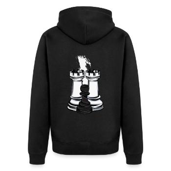 Chess Rook and Pawn - Unisex Premium Organic Zip Hoodie - black - Back - Nico (187cm)