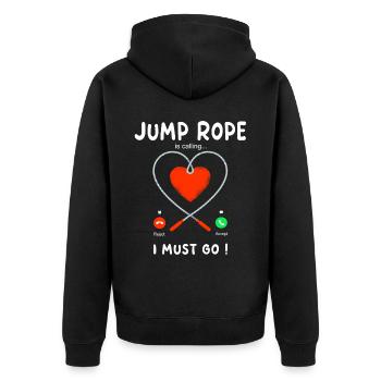 Jump Rope Calling - Seilspringen - Unisex Premium Organic Zip Hoodie - black - Back - Nico (187cm)