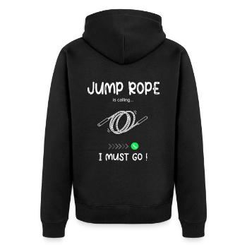 Jump Rope Calling - Seilspringen - Unisex Premium Organic Zip Hoodie - black - Back - Nico (187cm)