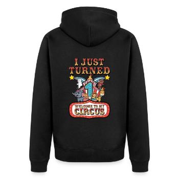 1. Geburtstag Kind - Unisex Premium Bio Zip Hoodie - Schwarz - Hinten - Nico (187cm)