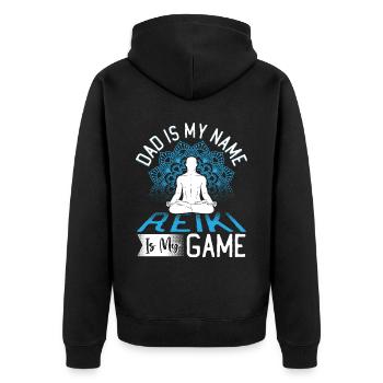 Reiki Practitioner Design for an Energy Healer - Unisex Premium Organic Zip Hoodie - black - Back - Nico (187cm)