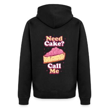 Need Cake Call Me Cake Gift - Unisex Premium Organic Zip Hoodie - black - Back - Nico (187cm)