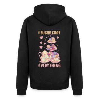 I Sugar Coat Everything Baking Gift - Unisex Premium Organic Zip Hoodie - black - Back - Nico (187cm)