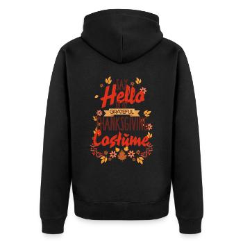 This is my grateful Thanksgiving Costume Pilgrim - Unisex Premium Organic Zip Hoodie - black - Back - Nico (187cm)