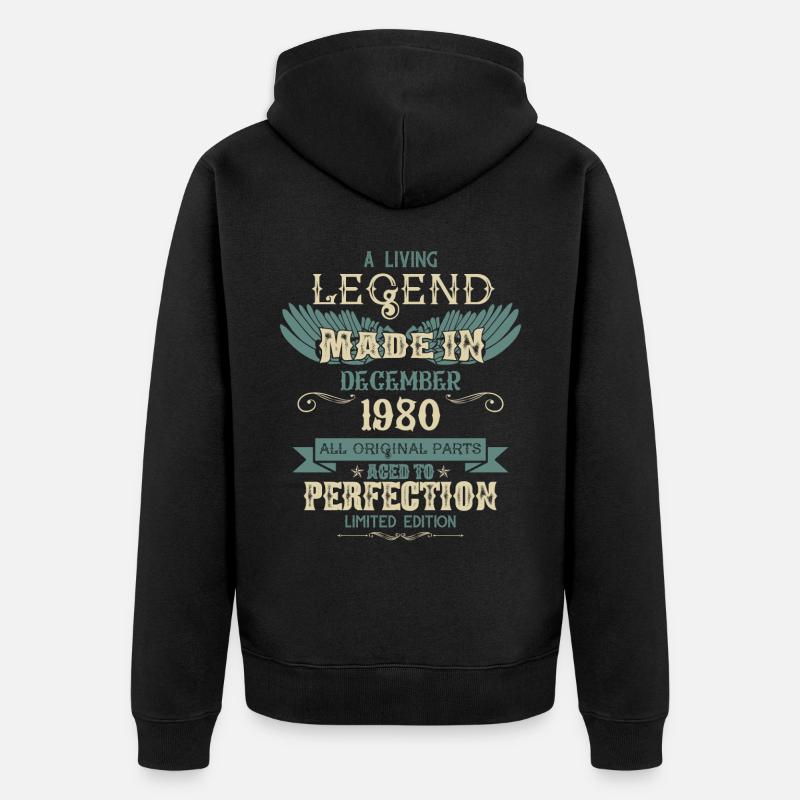 Décembre 1980 Millésime anniversaire - Veste à capuche bio Premium Unisexe - noir