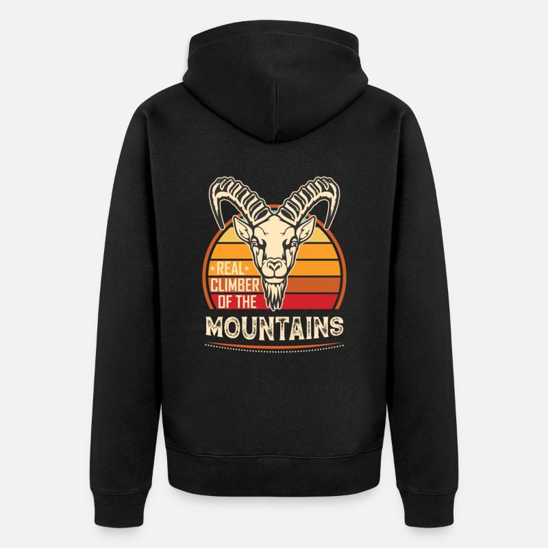 Steinbock Kletterer Ziege Berge - Unisex Premium Bio Zip Hoodie - Schwarz