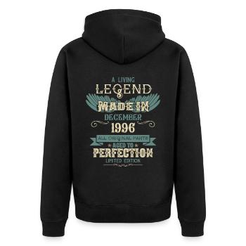 Décembre 1996 Millésime anniversaire - Veste à capuche bio Premium Unisexe - noir - Dos - Nico (187cm)