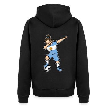 Dabbing Fußballspieler Mädchen Argentinien Fußball - Unisex Premium Bio Zip Hoodie - Schwarz - Hinten - Nico (187cm)