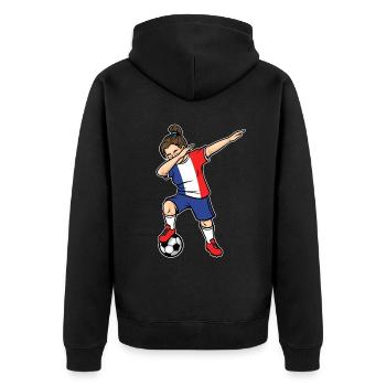 Dabbing Soccer Player Girls France Soccer - Unisex Premium Organic Zip Hoodie - black - Back - Nico (187cm)