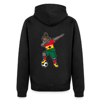 Dabbing Soccer Player Girls Ghana Soccer - Unisex Premium Organic Zip Hoodie - black - Back - Nico (187cm)