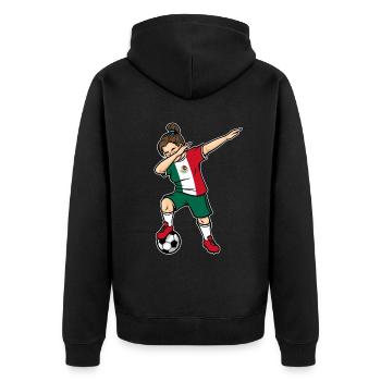Dabbing Fußballspieler Mädchen Mexiko Fußball - Unisex Premium Bio Zip Hoodie - Schwarz - Hinten - Nico (187cm)