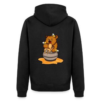 Bär Geschenk Kinder Honig Grizzly Bär - Unisex Premium Bio Zip Hoodie - Schwarz - Hinten - Nico (187cm)