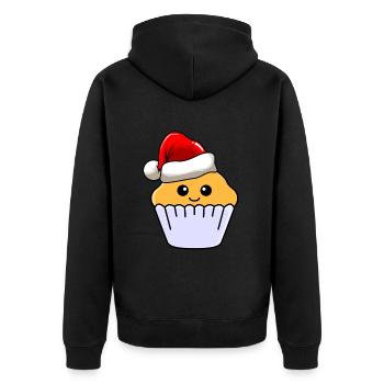 Muffin Weihnachten Comic Xmas - Unisex Premium Bio Zip Hoodie - Schwarz - Hinten - Nico (187cm)