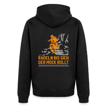 Mountainbiker Mountain Bikes BMX MTB Mountainbike - Unisex Premium Bio Zip Hoodie - Schwarz - Hinten - Nico (187cm)