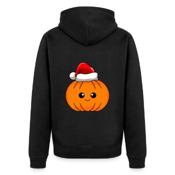 Kürbis Weihnachten Comic Xmas - Unisex Premium Bio Zip Hoodie - Schwarz - Hinten - Nico (187cm)