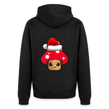 Pilz Weihnachten Comic Xmas - Unisex Premium Bio Zip Hoodie - Schwarz - Hinten - Nico (187cm)