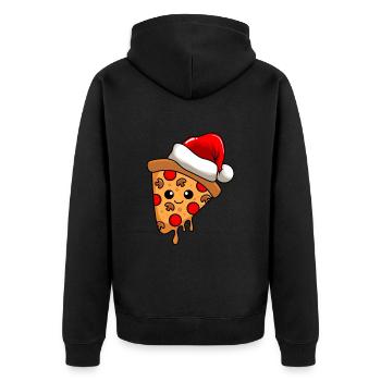 Pizza Weihnachten Comic Xmas - Unisex Premium Bio Zip Hoodie - Schwarz - Hinten - Nico (187cm)