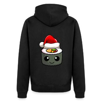 Sushi Weihnachten Comic Xmas - Unisex Premium Bio Zip Hoodie - Schwarz - Hinten - Nico (187cm)