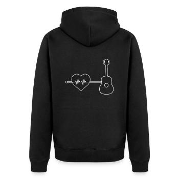 Gitarre Herzschlag - Unisex Premium Bio Zip Hoodie - Schwarz - Hinten - Nico (187cm)