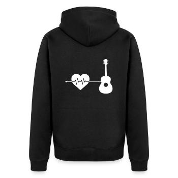 Gitarre Herzschlag - Unisex Premium Bio Zip Hoodie - Schwarz - Hinten - Nico (187cm)