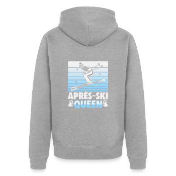 Skifahrer Apres Ski Queen Ski - Unisex Premium Bio Zip Hoodie - Grau meliert - Hinten - Nico (187cm)