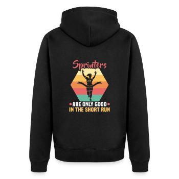 Running Marathon Runner Running - Unisex Premium Organic Zip Hoodie - black - Back - Nico (187cm)