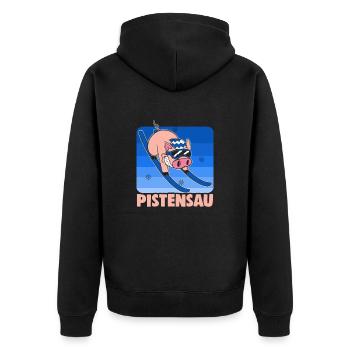 Skier Pistensau Ski - Unisex Premium Organic Zip Hoodie - black - Back - Nico (187cm)