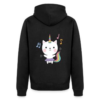 Cat Unicorn Kitten Children - Unisex Premium Organic Zip Hoodie - black - Back - Nico (187cm)