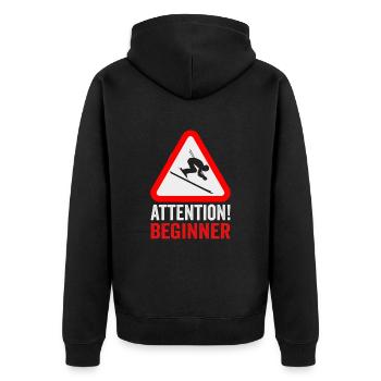 Skier Attention beginner! Ski - Unisex Premium Organic Zip Hoodie - black - Back - Nico (187cm)