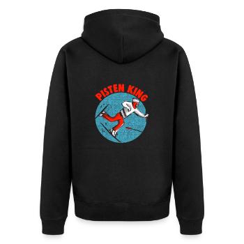 Skifahrer Pisten King Ski - Unisex Premium Bio Zip Hoodie - Schwarz - Hinten - Nico (187cm)