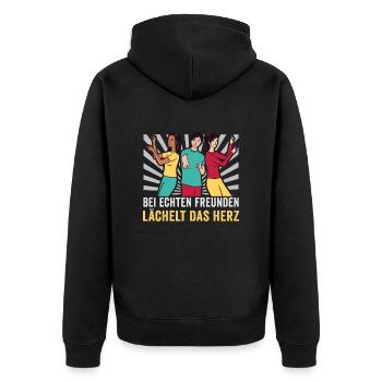 Freundschafts Geschenk für guten Freund - Unisex Premium Bio Zip Hoodie - Schwarz - Hinten - Nico (187cm)