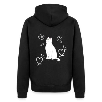 Cat Love Heart Kitten Children - Unisex Premium Organic Zip Hoodie - black - Back - Nico (187cm)