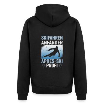 Skifahrer Skifahren Anfänger Apes Ski Profi Ski - Unisex Premium Bio Zip Hoodie - Schwarz - Hinten - Nico (187cm)