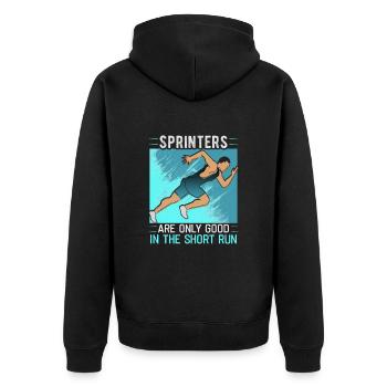Running Marathon Runner Running - Unisex Premium Organic Zip Hoodie - black - Back - Nico (187cm)