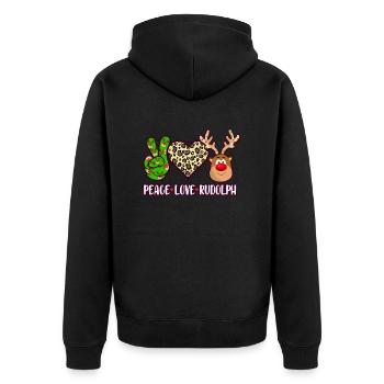 Peace Herz Rentier Liebe Friedliche Weihnachten - Unisex Premium Bio Zip Hoodie - Schwarz - Hinten - Nico (187cm)