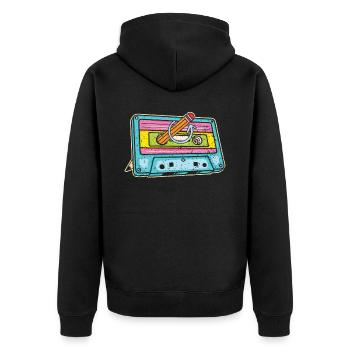 Kassettenbandmusikliebhaber Nationaler Retro-Tag - Unisex Premium Bio Zip Hoodie - Schwarz - Hinten - Nico (187cm)
