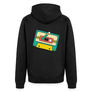 Kassettenbandmusikliebhaber Nationaler Retro-Tag - Unisex Premium Bio Zip Hoodie - Schwarz - Hinten - Nico (187cm)