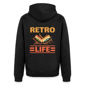 Retro Life Music Lover Kassette Nationaler Retro-Tag - Unisex Premium Bio Zip Hoodie - Schwarz - Hinten - Nico (187cm)