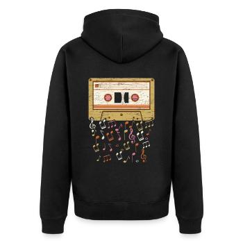 Kassettenbandmusikliebhaber Nationaler Retro-Tag - Unisex Premium Bio Zip Hoodie - Schwarz - Hinten - Nico (187cm)
