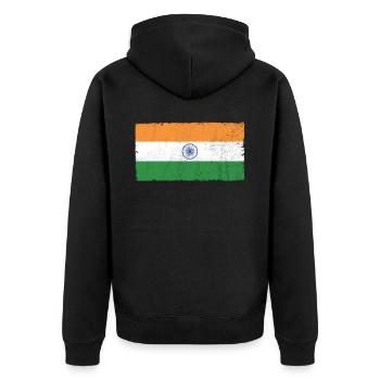 Tag der indischen Republik Hindustani indische Flagge - Unisex Premium Bio Zip Hoodie - Schwarz - Hinten - Nico (187cm)