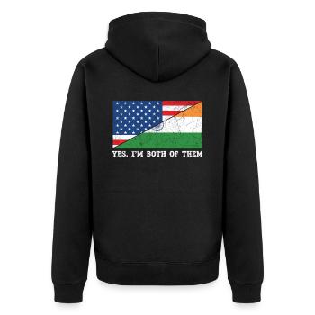 Yes I'm Both Of Them India Republic Day USA Flag - Unisex Premium Organic Zip Hoodie - black - Back - Nico (187cm)