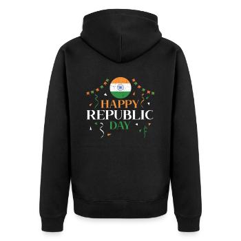 Joyeux Jour de la République Hindustani Inde Drapeau Indien - Veste à capuche bio Premium Unisexe - noir - Dos - Nico (187cm)